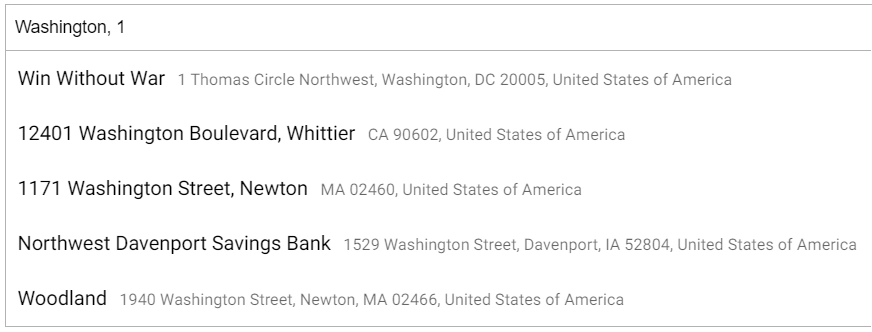 US Adresse Autocomplete