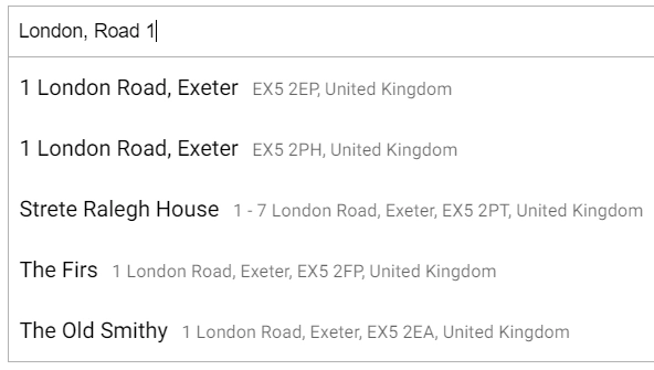 UK Adresse Autocomplete