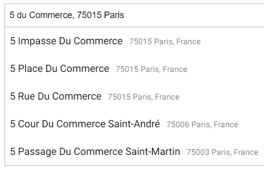 Frankreich Adresse Autocomplete