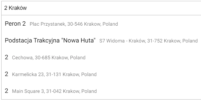 Polen Adresse Autocomplete